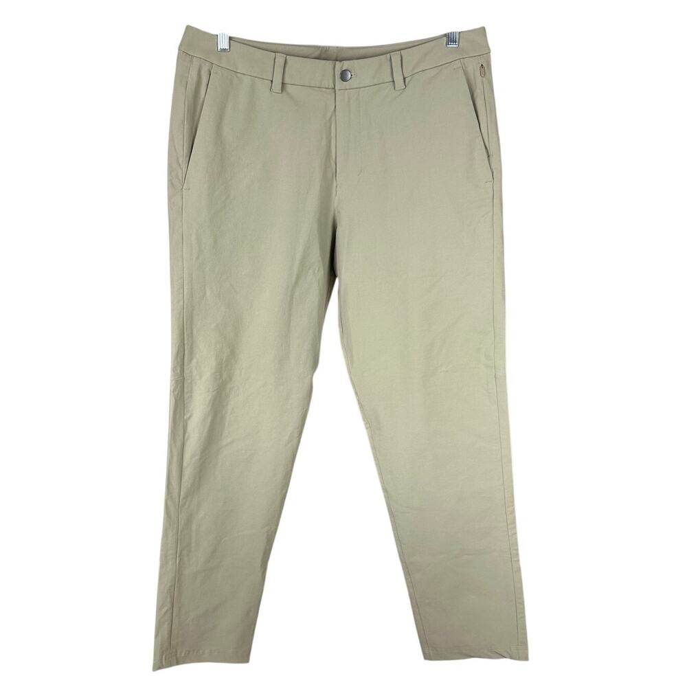 Lululemon Commission Pant Slim Novelty Canvas Tofino Sand Men's 36 x 30 EUC